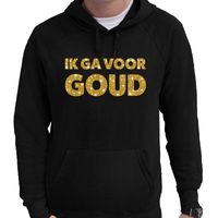 Hooded sweater zwart Ik ga voor GOUD glitter bedrukking voor heren 2XL  - - thumbnail