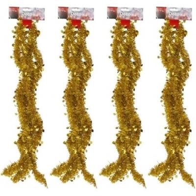 Kerstslinger - 4x - goud - sterretjes - 270 cm - folie/lametta - kerstboomversiering