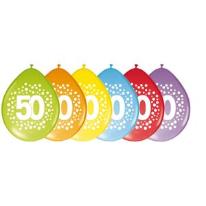 8x stuks verjaardag leeftijd ballonnen 50 jaar thema 29 cm   -
