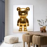 Urban Cotton Wandkleed 'Golden Teddybear' 80 x 110cm in Frame - black