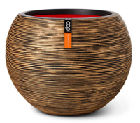 Vaas bol rib nl I d40xh32 cm zwart goud Capi Europe - Capi europe
