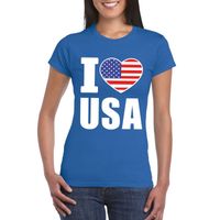 I love USA - Amerika supporter shirt blauw dames 2XL  -