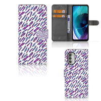 Motorola Moto G51 5G Telefoon Hoesje Feathers Color - thumbnail