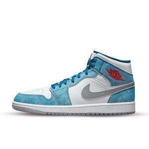 Air Jordan 1 Mid French Blue Fire Red