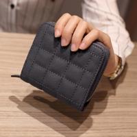 Vrouwen korte rits schattig Coin Purse mini portemonnee (donkergrijs)