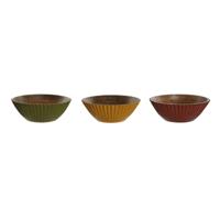 Saladekom Home ESPRIT Geel Groen Koraal Mangohout 30 x 30 x 12 cm (3 Stuks)