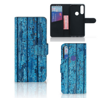 Alcatel 1S 2020 Book Style Case Wood Blue - thumbnail