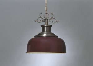 Nostalgische hanglamp antiek brons bordeaux rood 44cm 10056