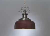 Nostalgische hanglamp antiek brons bordeaux rood 44cm 10056