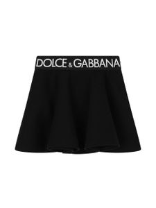 Dolce & Gabbana Kids jupe en coton à taille à logo - Noir