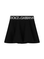 Dolce & Gabbana Kids jupe en coton à taille à logo - Noir