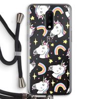 Rainbow Unicorn: OnePlus 7 Transparant Hoesje met koord