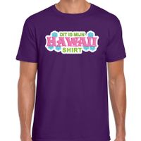 Hawaii shirt zomer t-shirt paars met roze letters voor heren