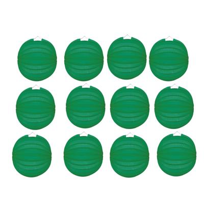 Party Lampion van papier - 12x - ronde vorm - groen - Dia 22 cm