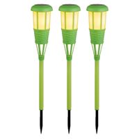 3x stuks solar tuinfakkel/tuinlamp groen op zonne-energie 61 cm