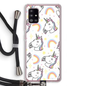 Rainbow Unicorn: Samsung Galaxy A51 5G Transparant Hoesje met koord