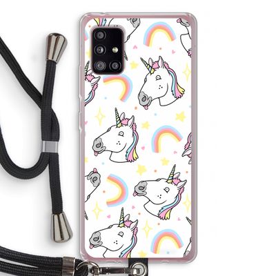 Rainbow Unicorn: Samsung Galaxy A51 5G Transparant Hoesje met koord