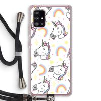 Rainbow Unicorn: Samsung Galaxy A51 5G Transparant Hoesje met koord