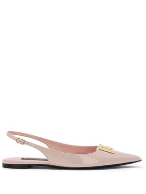 Dolce & Gabbana ballerines en cuir à bride arrière DG - Rose
