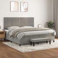 Boxspring met matras fluweel lichtgrijs 200x200 cm