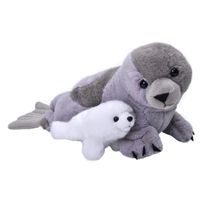 Grijze zeehond met baby knuffels 38 cm knuffeldieren   -