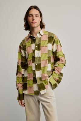 Geruite patchwork blouse - GREEN - M Geruite patchwork blouse - GREEN - M
