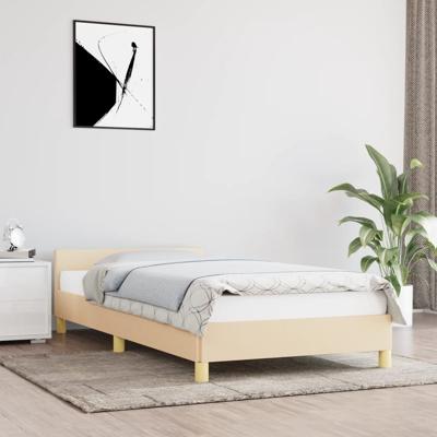 Bedframe met hoofdeinde stof crmekleurig 80x200 cm