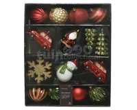 Kerstballen Set Plastic Rood Groen en Goud 25-delig