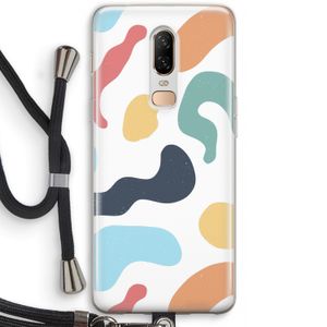 Memphis Shapes Blue: OnePlus 6 Transparant Hoesje met koord