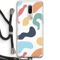 Memphis Shapes Blue: OnePlus 6 Transparant Hoesje met koord