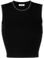 SANDRO faux-pearl embellished crop top - Noir