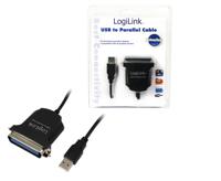 LogiLink Aansluitkabel USB 1.1, Parallel [1x Centronics-bus - 1x USB 1.1 stekker A] 1.70 m Zwart