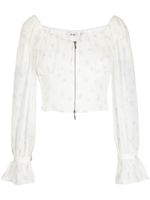 b+ab blouse zippée à fleurs brodées - Blanc