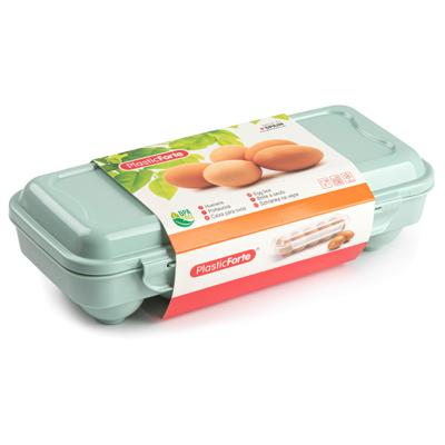 Eierdoos - koelkast organizer eierhouder - 10 eieren - mintgroen - kunststof - 27 x 12,5 cm Eierdoos - koelkast organizer eierhouder - 10 eieren - mintgroen - kunststof - 27 x 12,5 cm