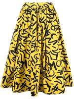 Moschino sketch-print cotton midi skirt - Jaune - thumbnail