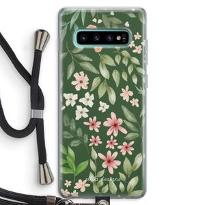 Botanical green sweet flower heaven: Samsung Galaxy S10 Plus Transparant Hoesje met koord