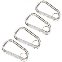 Karabijnhaak sleutelhanger 4x metaal zilver 8 cm