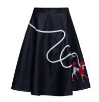 Queen Kerosin Poodle Retro Swing Skirt Denim-XXL