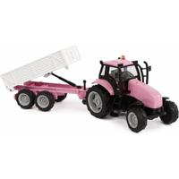 Kids Globe die-cast tractor met aanhanger