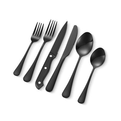 VEVOR 48-delige bestekset, bestekset, mes, vork, lepel, zwart