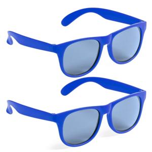 Party zonnebril - 2x - blauw - kunststof - UV400 - verkleedbril voor volwassenen