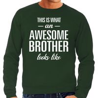 Awesome brother / broer cadeau sweater groen heren - thumbnail