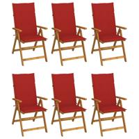 Tuinstoelen 6 st inklapbaar met kussens massief acaciahout