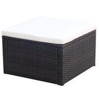 Voetenbank/poef bruin 53x53x30 cm poly rattan - thumbnail