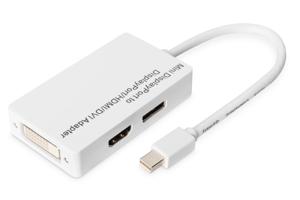 Digitus AK-340509-002-W video kabel adapter 0,2 m Mini DisplayPort DisplayPort + DVI + HDMI Wit