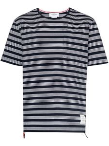 Thom Browne t-shirt rayé à patch logo - Bleu