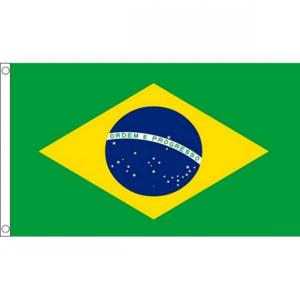 Vlag Brazilie in extra groot formaat - 150 x 240 cm - polyester - met ophangogen