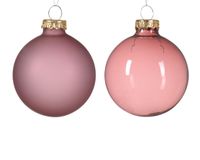 Kerstbal glas d6 cm velours roze 6st kerst - Decoris