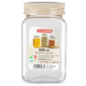 Voorraadpot/bewaarpot - 500 ml - kunststof - beige - B7 x H13 cm   -