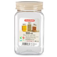Voorraadpot/bewaarpot - 500 ml - kunststof - beige - B7 x H13 cm   -